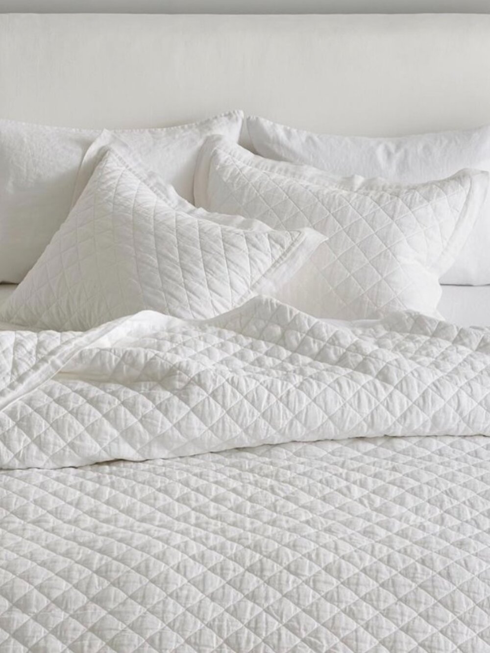 Pottery Barn Belgian Flax Linen Diamond Quilted Shams